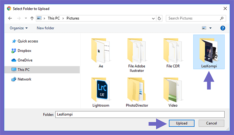 Pilih Folder Untuk Diupload di OneDrive