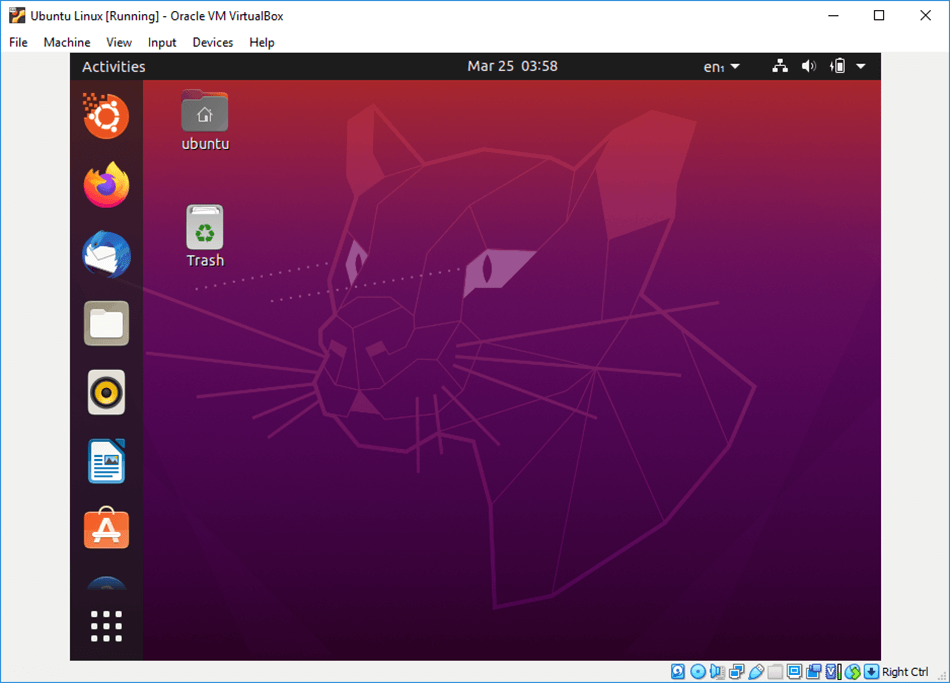 Tampilan Ubuntu di Virtual Box