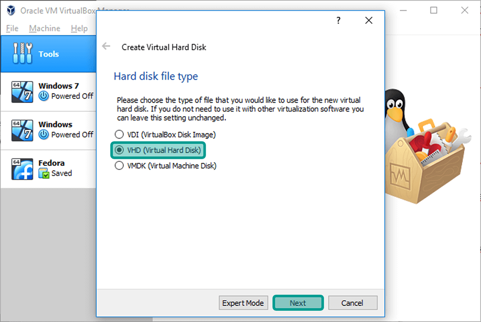 Pilih File Type Harddisk