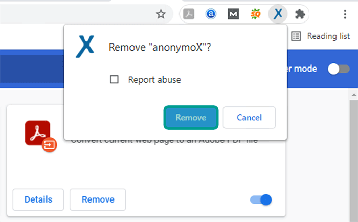 Konfirmasi Remove Anonymox